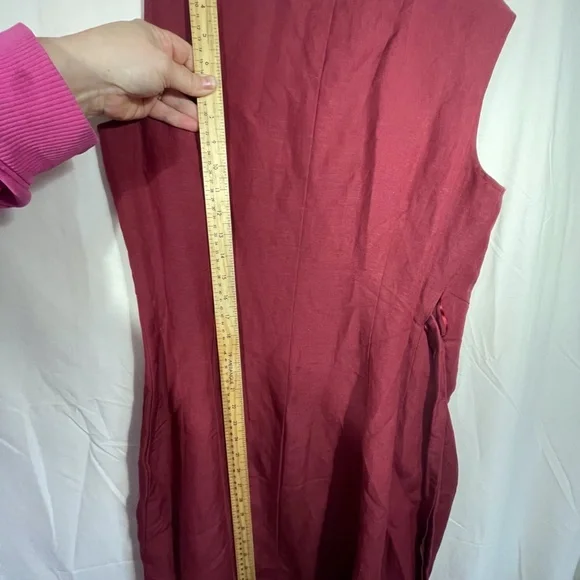 Mexx Womens Wrap Dress Burgundy Tie Closure Sleeveless V-Neck Linen Size M - Picture 7 of 11